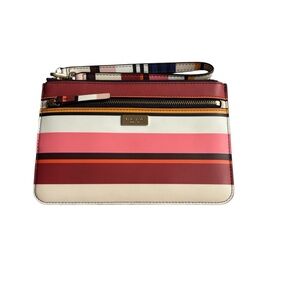 Kate Spade Red and Pink Striped Wristlet NWOT